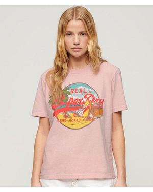 Superdry & Co La Graphic Relaxed Tee - Pink