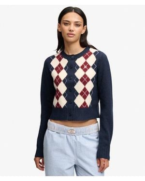 Superdry & Co Argyle Cardigan - Blue