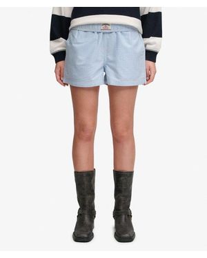Superdry & Co Cotton Elastic Check Shorts - Blue