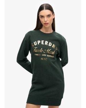 Superdry & Co Luxe Metallic Logo Jersey Dress - Green