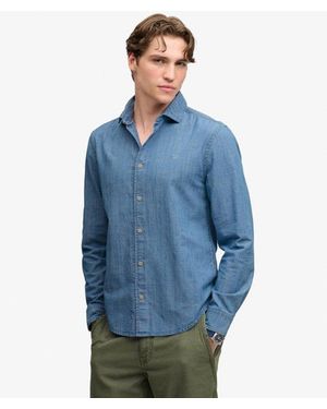 Superdry & Co Essentials Chambray Long Sleeve Shirt - Blue