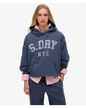 Superdry Athletic Essentials Relaxed Hoodie - Blue