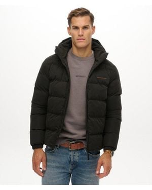 Superdry Hooded Microfibre Sport Puffer Jacket - Black
