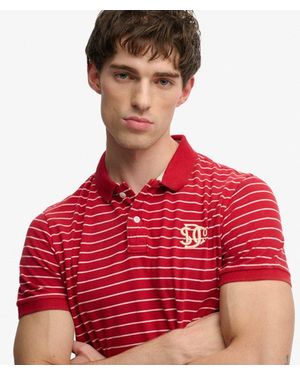 Superdry & Co Vintage Stripe Jersey Polo Shirt - Red