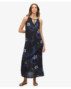 Superdry Floral Print Beach Cami Maxi Dress - Blue