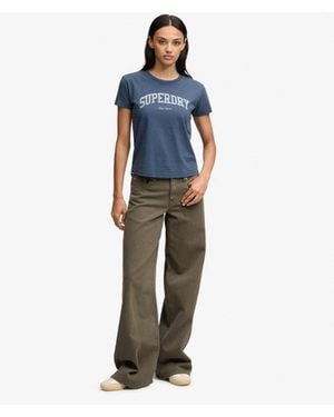 Superdry & Co Mid Rise baggy Trousers - Blue