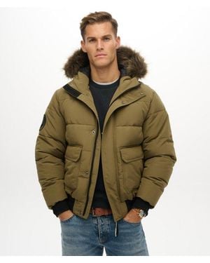 Superdry & Co Everest Hooded Puffer Bomber Jacket - Green