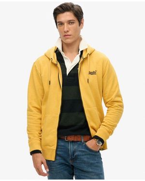Superdry Essential Logo Washed Zip Hoodie - Size: Xl - Metallic