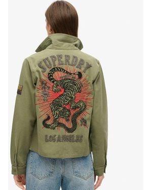 Superdry Ladies Classic Embellished Military Jacket - Green