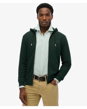 Superdry Essential Logo Half Brushed Zip Hoodie - Green