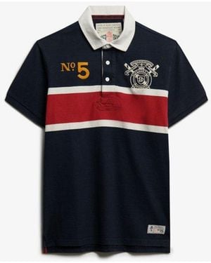 Superdry & Co Double Emblem Jersey Short Sleeve Rugby Polo Top - Blue