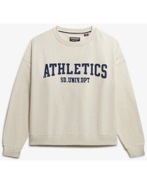 Superdry & Co Athletic Essentials Applique Crew Sweatshirt - White
