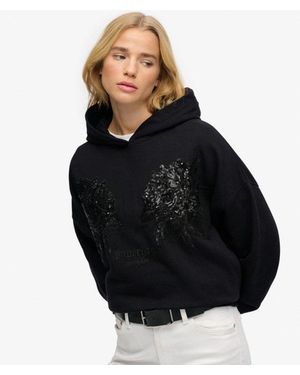 Superdry & Co Tattoo Embellished Oversized Hoodie - Black
