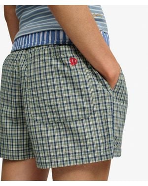 Superdry & Co Mini Check Cotton Shorts - Blue