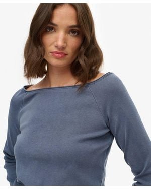 Superdry Bardot Off Shoulder Top - Blue