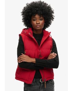 Superdry & Co Everest Hooded Puffer Gilet - Red