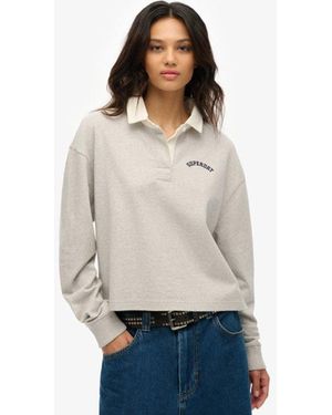 Superdry Athletic Essentials Graphic Rugby Shirt - Grey