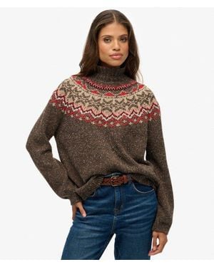 Superdry Fairisle Trui Met Hoge Hals - Bruin