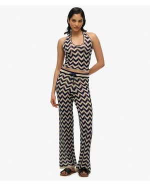 Superdry & Co Zigzag Knit Wide Trousers - Blue