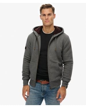 Superdry Borg Lined Zip Hoodie - Gray