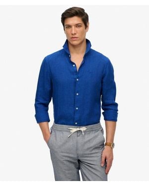 Superdry & Co Embroidered Vacation Linen Shirt - Blue