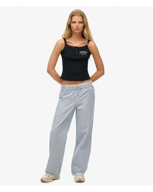 Superdry Elastische Broek Van Gestreept Biologisch Katoen - Blauw