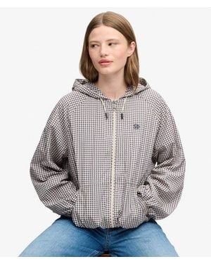 Superdry Geruite Raglan Windbreaker Jas Relaxed Pasvorm - Grijs