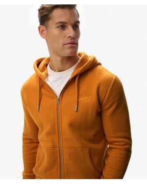 Superdry & Co Vintage Logo Embroidered Zip Hoodie - Brown