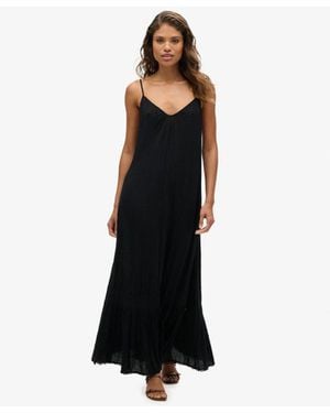 Superdry & Co Lace Detail Long Cami Dress - Black