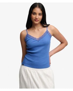 Superdry Essential Lace Trim Cami Top - Blue