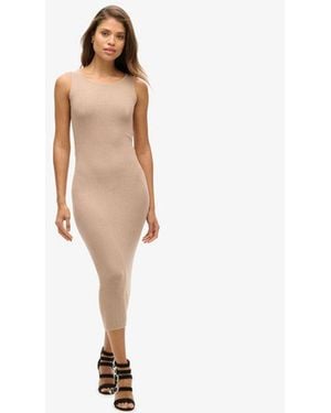 Superdry & Co Rayon Backless Knitted Midi Dress - Natural