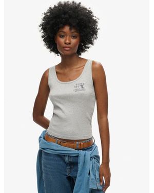 Superdry & Co Athletic Essentials Ribbed Vest Top - White