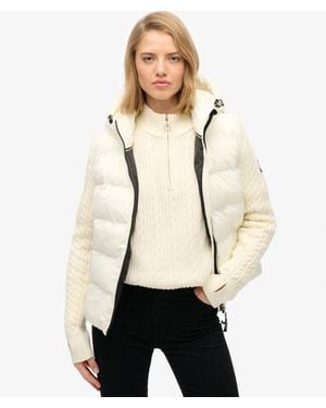 Superdry Cable Knit Sleeve Hybrid Jacket - Natural