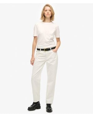 Superdry Rechte Jeans Van Biologisch Katoen Met Halfhoge Taille - Wit