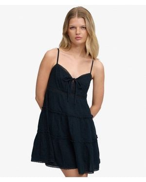 Superdry & Co Cheesecloth Tiered Mini Dress - Blue