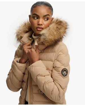 Superdry Fuji Faux Fur Hood Padded Jacket - Brown
