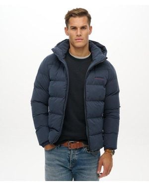 Superdry & Co Hooded Microfibre Sport Puffer Jacket - Blue
