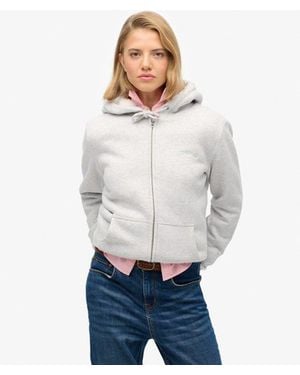 Superdry Hoodie Met Borgvoering En Rits - Grijs