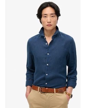 Superdry & Co Vacation Long Sleeved Linen Shirt - Blue