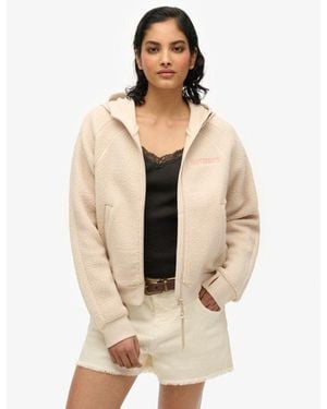 Superdry Active Tech Fleece Full Zip Hoodie - Natural
