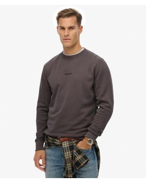 Superdry Homme Sweat Ras Du Cou Micro Logo Taille - Gris