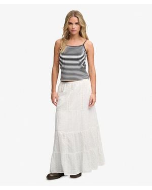 Superdry & Co Tiered Maxi Skirt - White