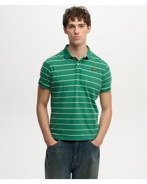 Superdry & Co Vintage Stripe Jersey Polo Shirt - Green