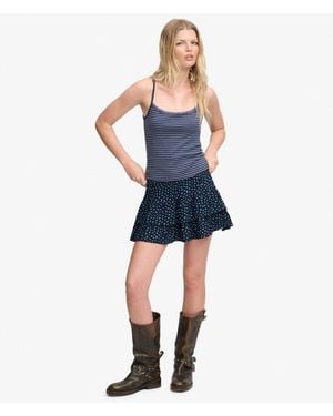 Superdry & Co Printed Tiered Mini Skirt - Blue