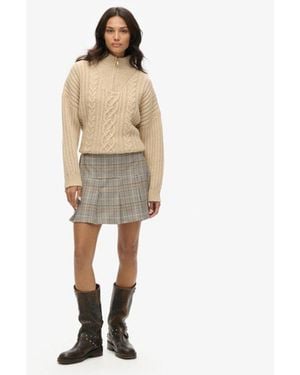 Superdry & Co Vintage Tweed Pleat Mini Skirt - Natural