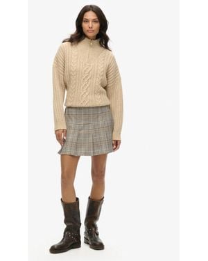 Superdry Vintage Tweed Pleat Mini Skirt - Gray