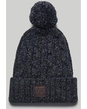 Superdry Homme Bonnet En Maille Torsadée Trawler Taille: 1Taille - Bleu