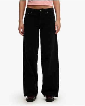 Superdry & Co Mid Waist baggy Mini Cord Trousers - Black
