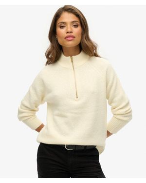 Superdry & Co Brushed Half Zip Jumper - Natural