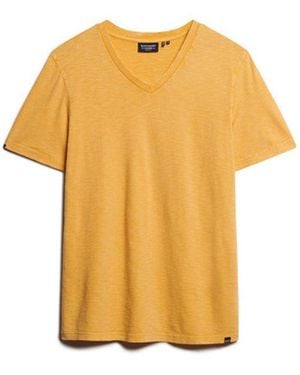 Superdry V-neck Slub Short Sleeve T-shirt - Yellow